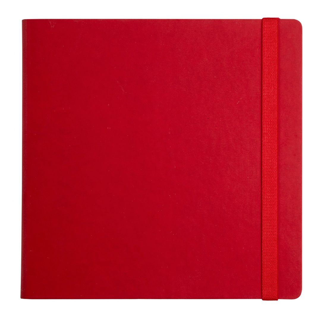 Записная книжка Square, 180*180 мм, 128 л, на резинке, в клетку, красный