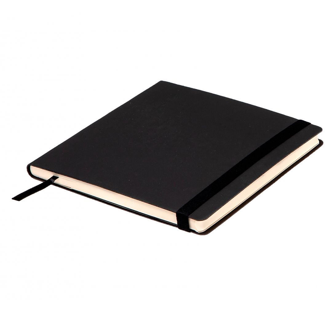 Записная книжка Square, 180*180 мм, 128 л, на резинке, в клетку, черный