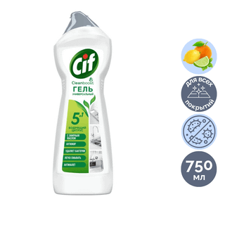 Чистящий гель универсальный CIF "Бодрящий цитрус", 750 мл / Универсальные чистящие средства oe.kz Чистящий гель универсальный CIF "Бодрящий цитрус", 750 мл / Универсальные чистящие средства