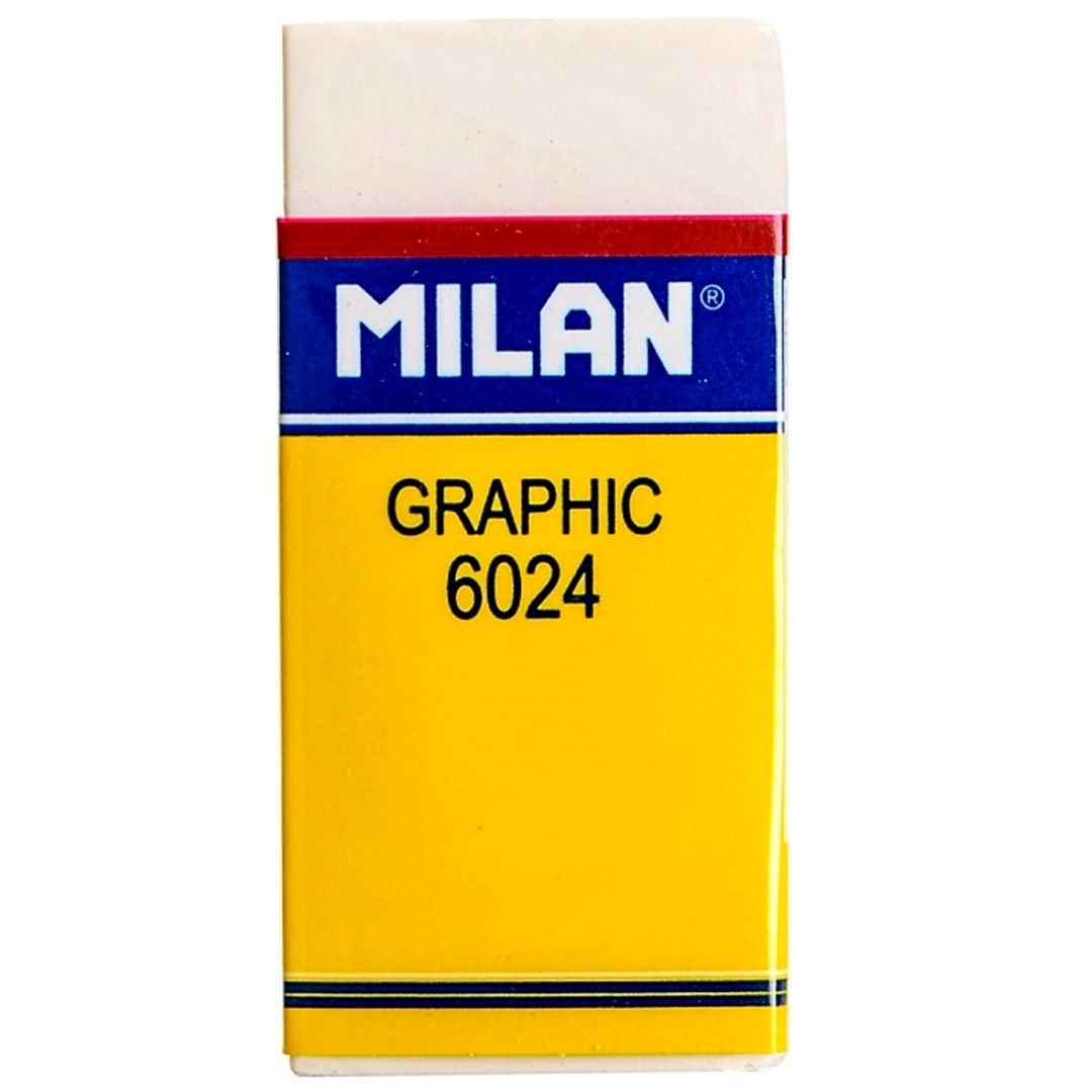 Ластик Milan "Graphic 6024" прямоугольный, картонный футляр, 50*23*9 мм, белый