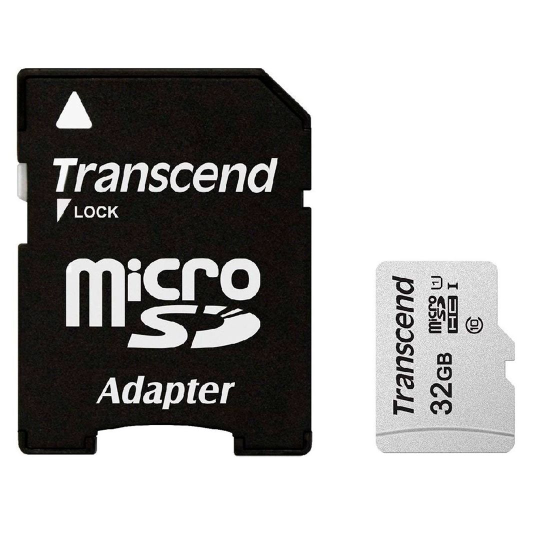 Карта памяти 32 Gb, Transcend, micro SDHC, 10 U1 класс скорости, с адаптером / Карты памяти