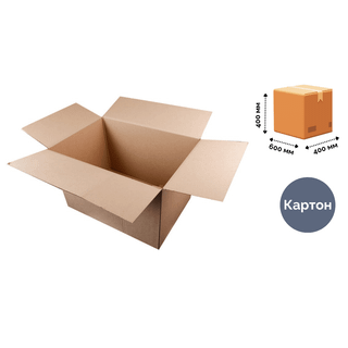 Короб из гофрокартона OfficeSpace, марка Т24, профиль В, размер (Д*Ш*В) 600*400*400 мм / Коробки картонные