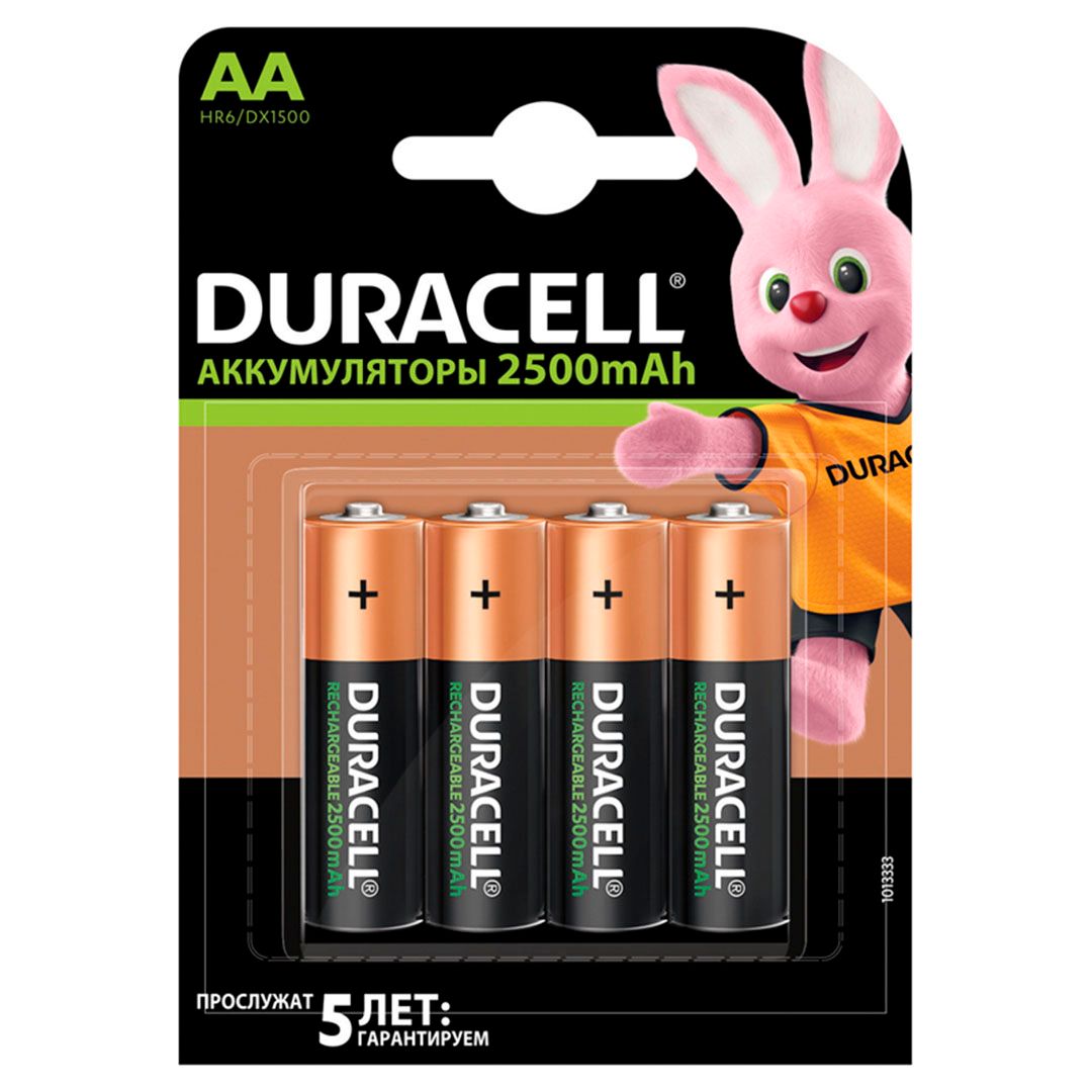 Аккумулятор Duracell, пальчиковые AA, 2500 mah, 1.2V-HR06, 4 шт./уп., цена за упаковку