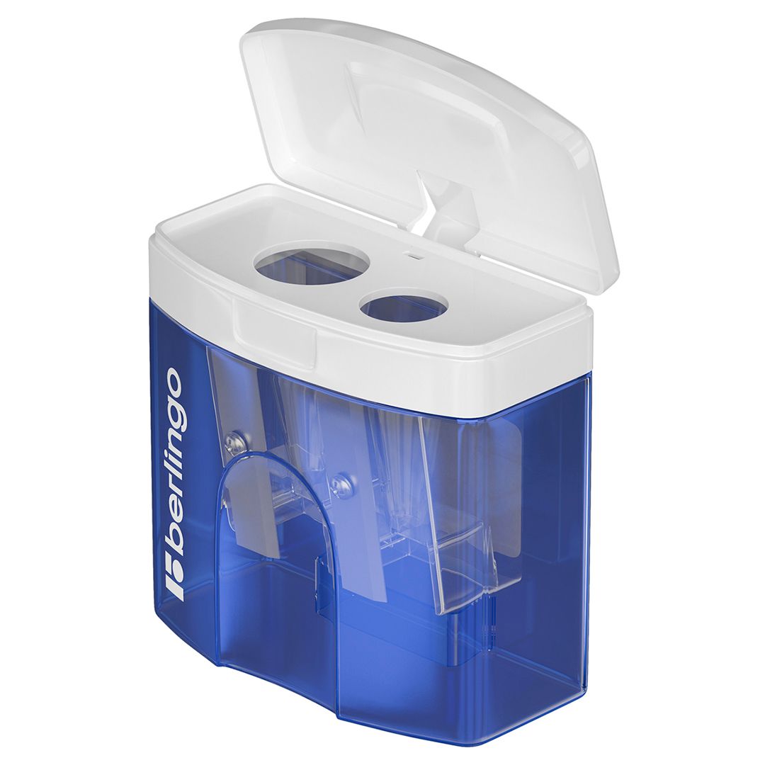 Точилка пластиковая Berlingo "Perfect XL" с контейнером, с двумя отверстиями, ассорти, цена за штуку / Точилки №6