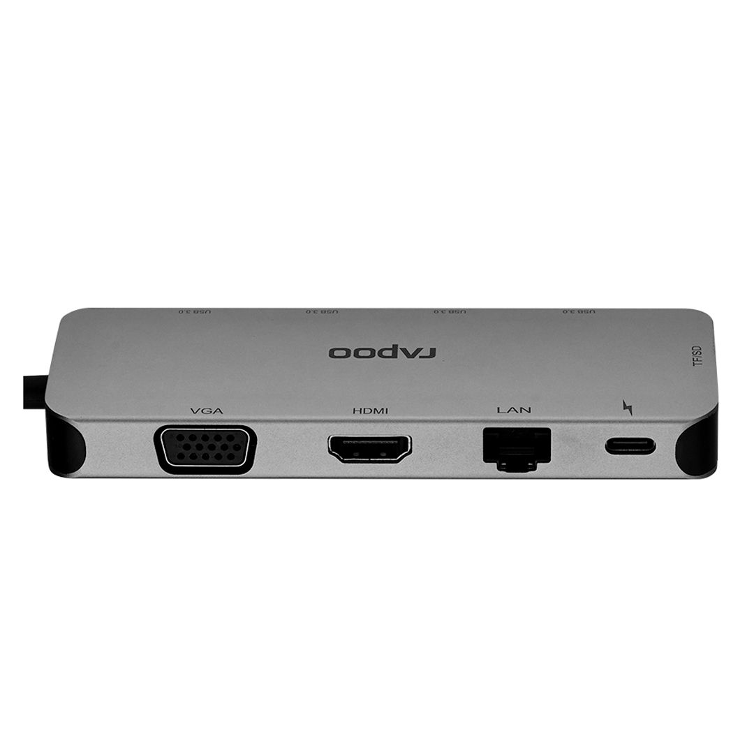 Мультифункциональный адаптер Rapoo XD200, USB-C/USB/HDMI/VGA/RJ45/SD, USB-C, серый / Зарядные устройства, кабели №2