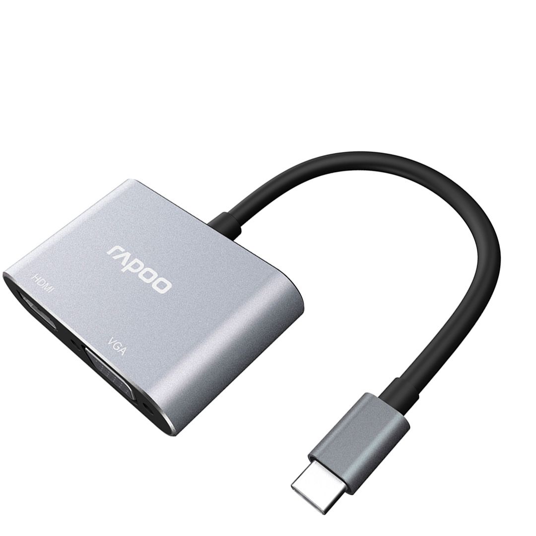 Мультифункциональный адаптер Rapoo XD10V, HDMI/VGA, USB-C, серебристый / Зарядные устройства, кабели oe.kz Мультифункциональный адаптер Rapoo XD10V, HDMI/VGA, USB-C, серебристый / Зарядные устройства, кабели