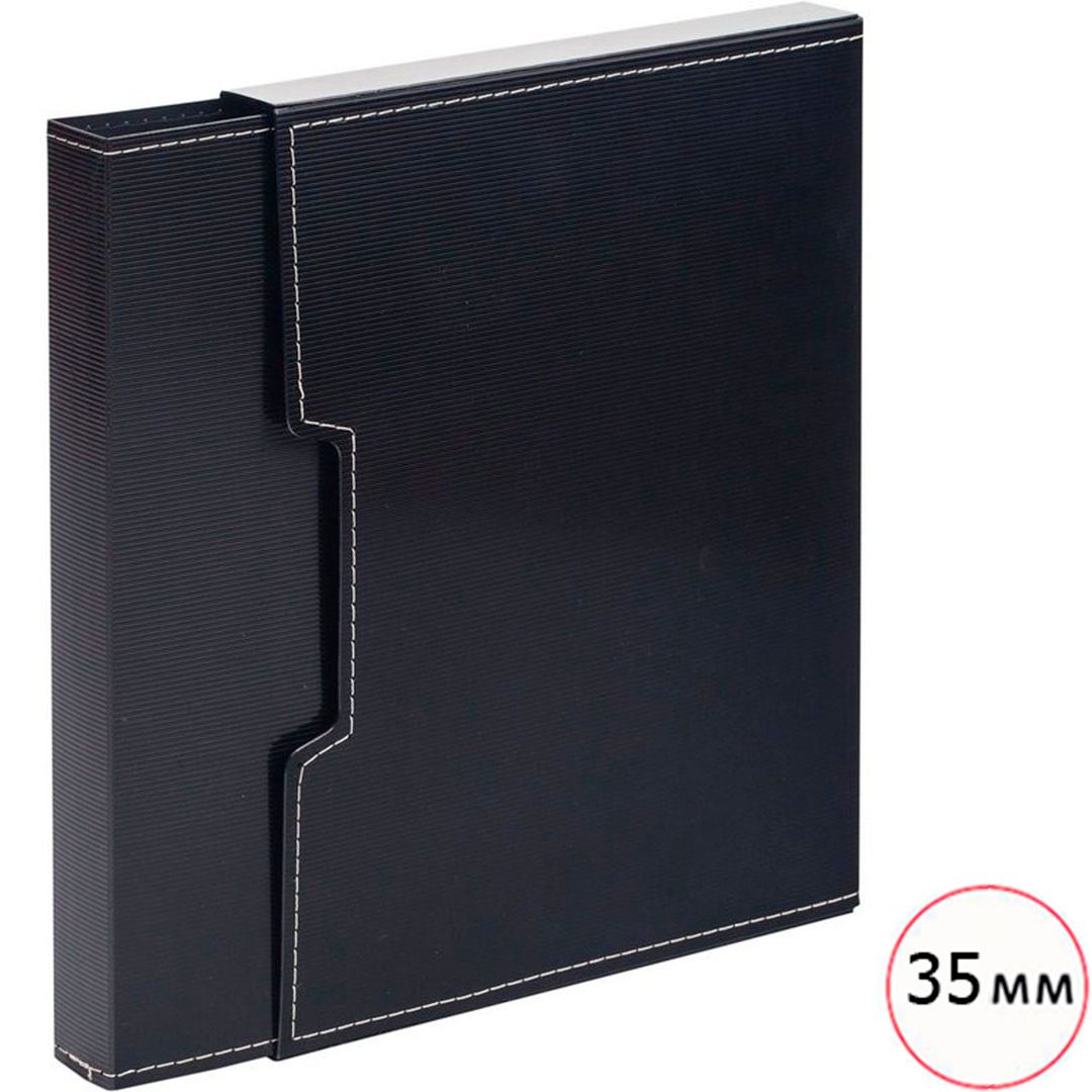 Папка файловая на 80 файлов Attache, А4 формат, корешок 35 мм, черная, в коробе / Папки файловые