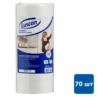 Салфетки вискозные Luscan, размер 22*23 см, 70 листов в рулоне / Салфетки хозяйственные