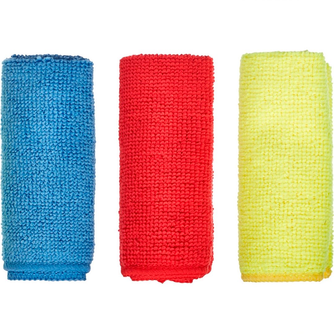 Салфетки из микрофибры Luscan, размер 25*25 см, в комплекте 3 шт., ассорти / Салфетки хозяйственные №2