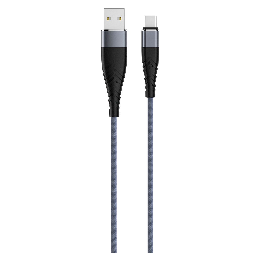Кабель OLMIO SOLID, USB 2.0 - Type-C, 1.2 м, 2,1 A, усиленный, титановый / Зарядные устройства, кабели