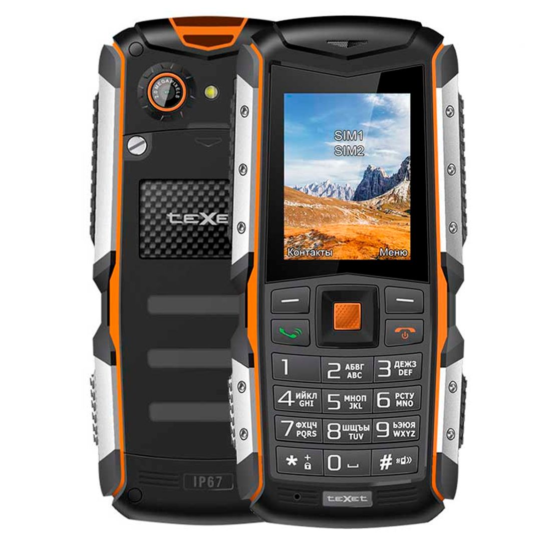 Мобильный телефон Texet TM-513R, 2", поддержка двух SIM-карт, черно-оранжевый / Зарядные устройства, кабели