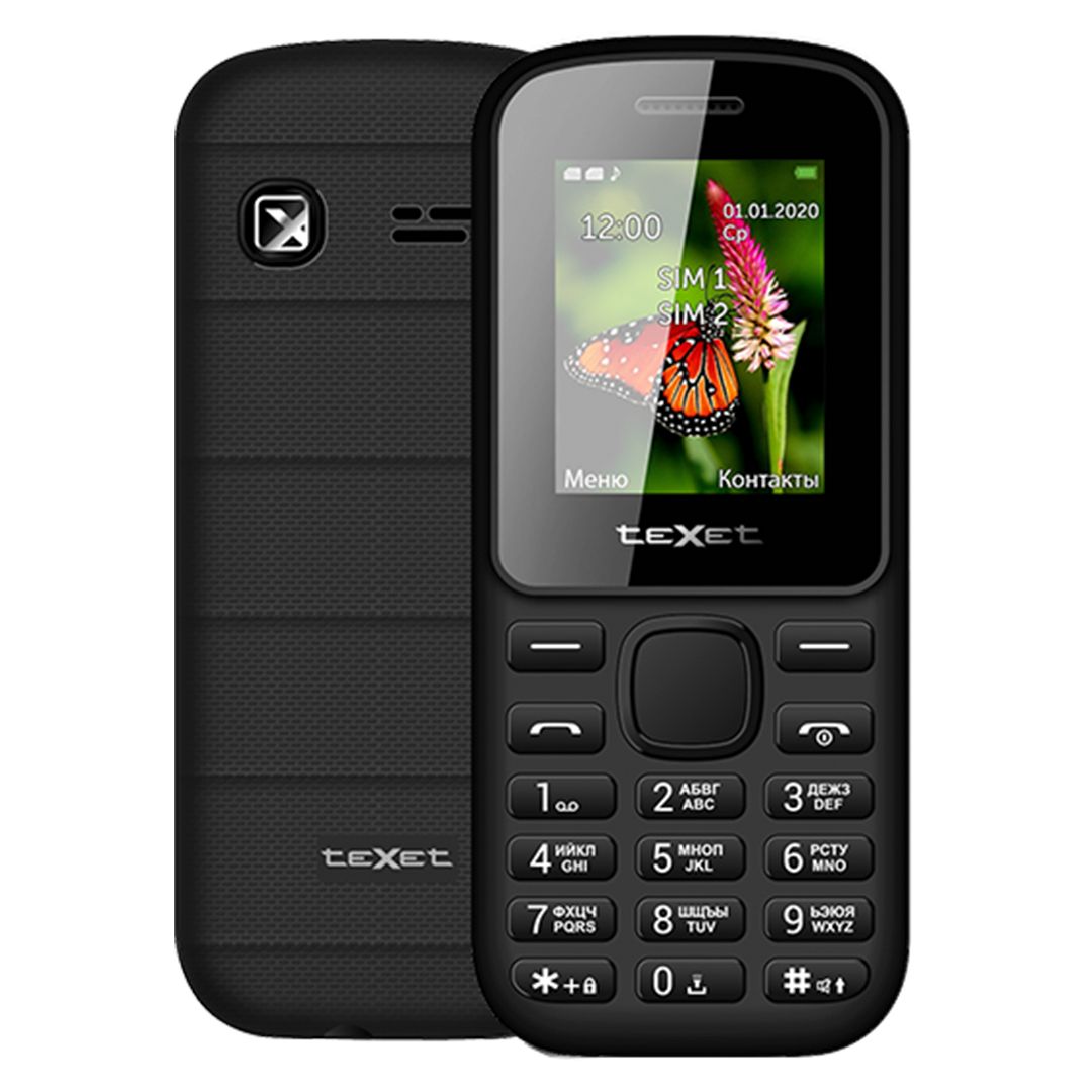 Мобильный телефон Texet TM-130, 1,77", поддержка двух SIM-карт, черный / Зарядные устройства, кабели