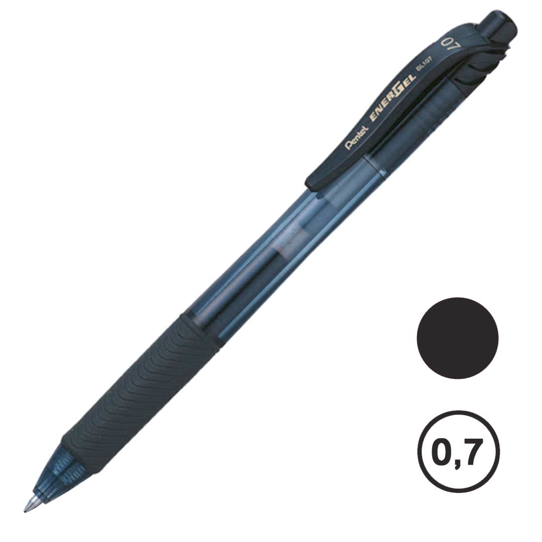 Ручка гелевая автоматическая Pentel EnerGel-X, 0,7 мм, черная, цена за штуку / Ручки гелевые неавтоматические