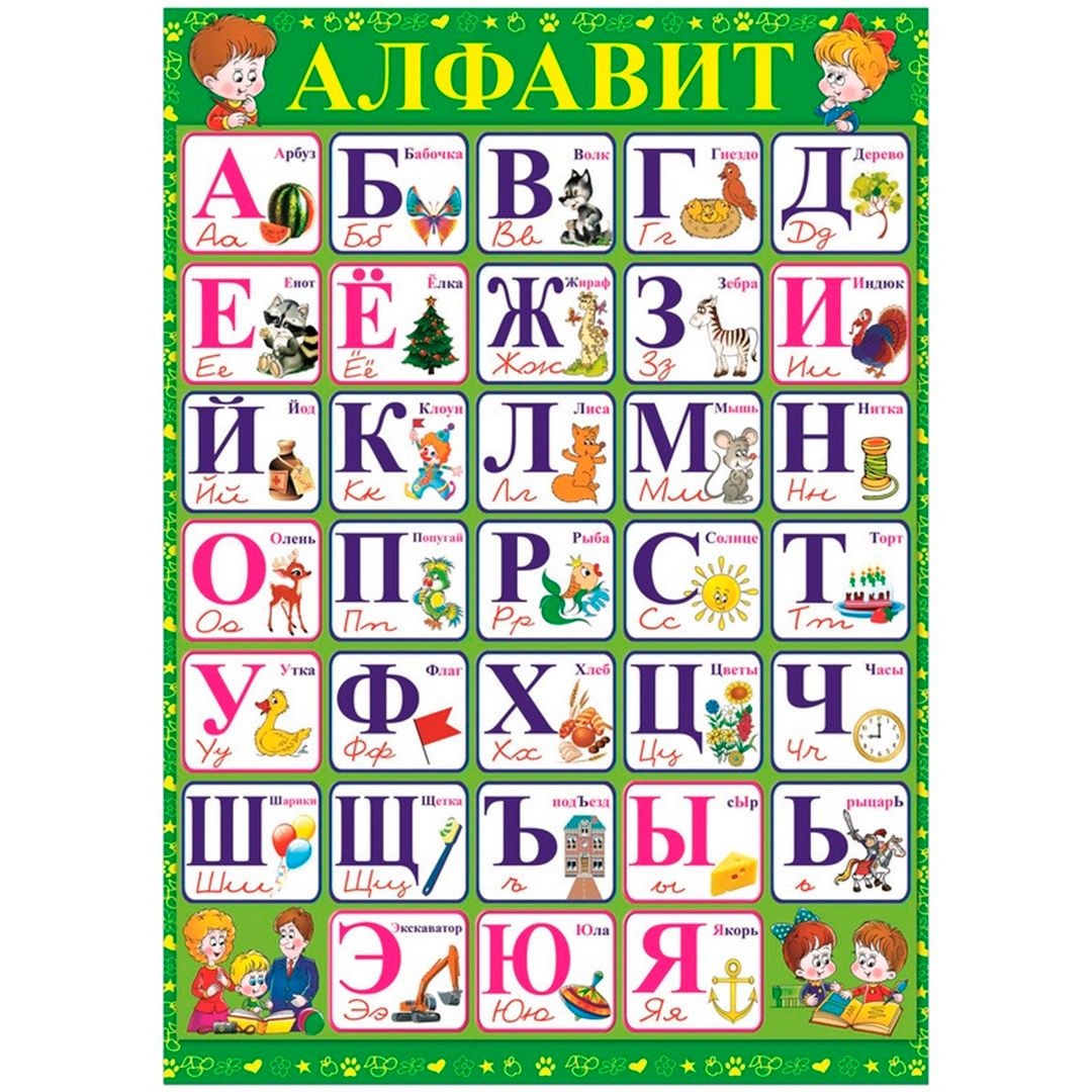 Плакат настенный, размер 490*690 мм, Алфавит-Русский / Настенные плакаты