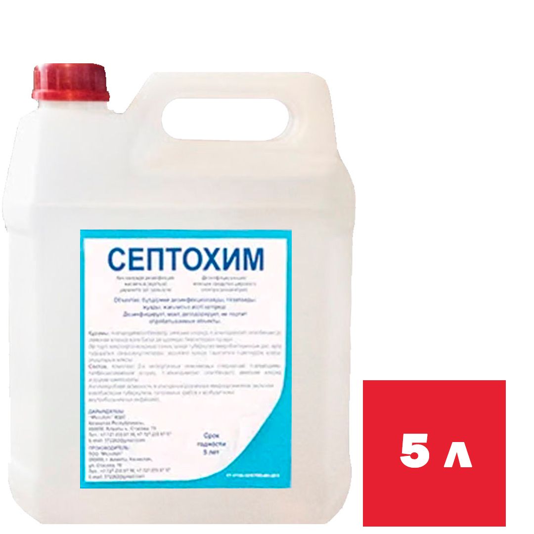 Дезинфицирующее средство Септохим, на основе ЧАС, 5 л / Профессиональная химия
