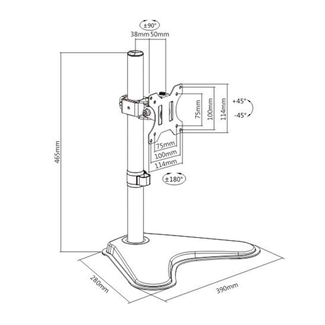 Крепление для 1 монитора настольный Brateck LDT12-T01, диагональ экрана 13"-32" / Кронштейны №3