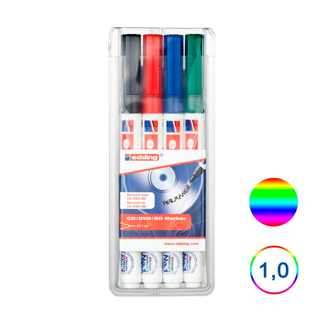 Маркер для CD/DVD Edding E-8400/4S, ширина линии 0,5-1 мм, ассорти, 4 шт/упак / Маркеры для CD/DVD oe.kz Маркер для CD/DVD Edding E-8400/4S, ширина линии 0,5-1 мм, ассорти, 4 шт/упак / Маркеры для CD/DVD
