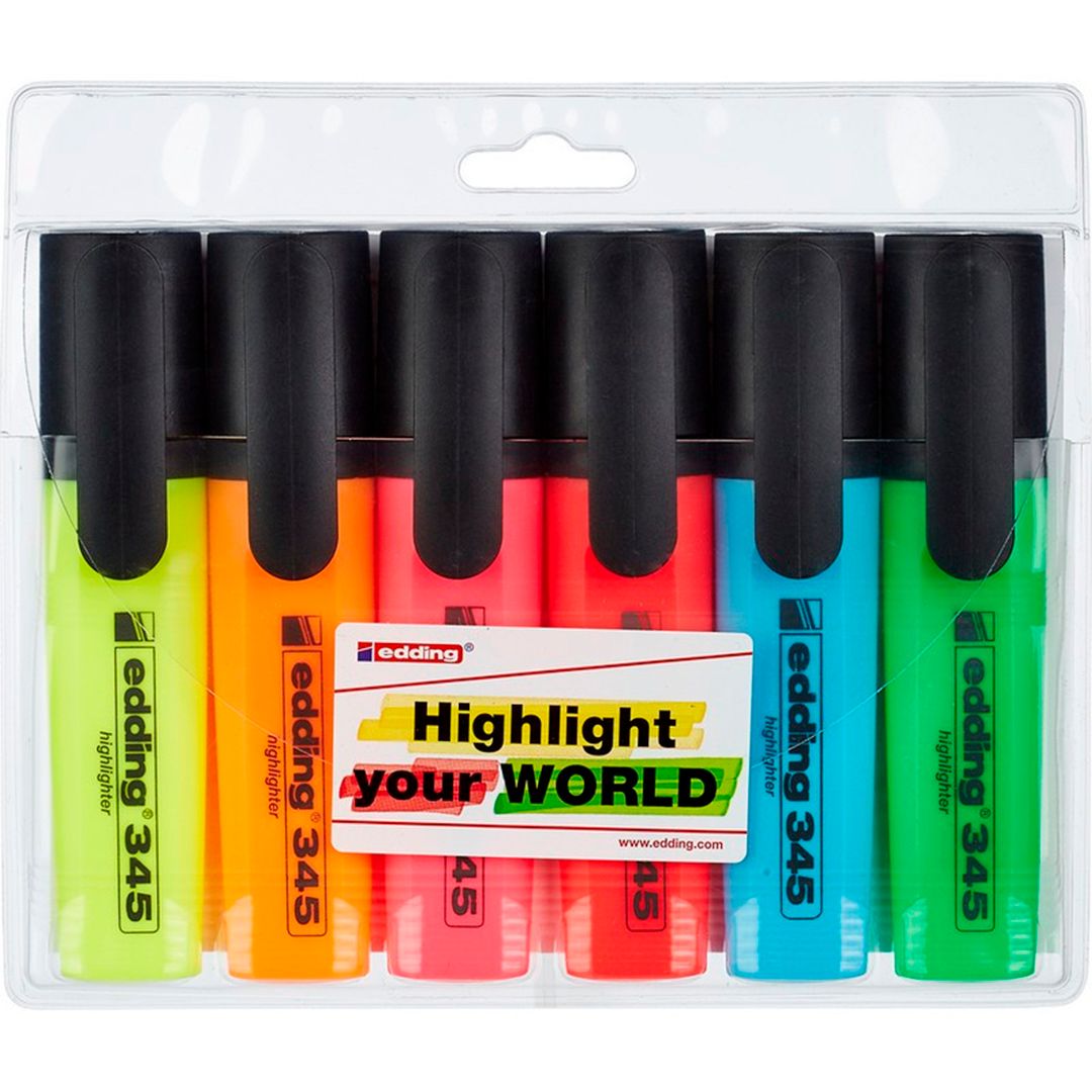 Набор текстмаркеров Edding E-345/4S, скошенный наконечник 1-5 мм, 6 цветов / Текстовыделители oe.kz Набор текстмаркеров Edding E-345/4S, скошенный наконечник 1-5 мм, 6 цветов / Текстовыделители