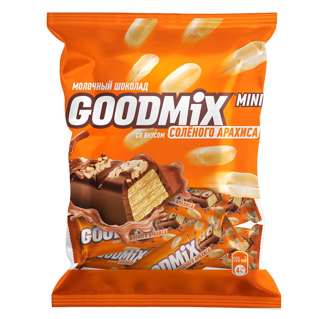 Конфеты шоколадные Goodmix, вафли, соленый арахис, 160 гр / Конфеты