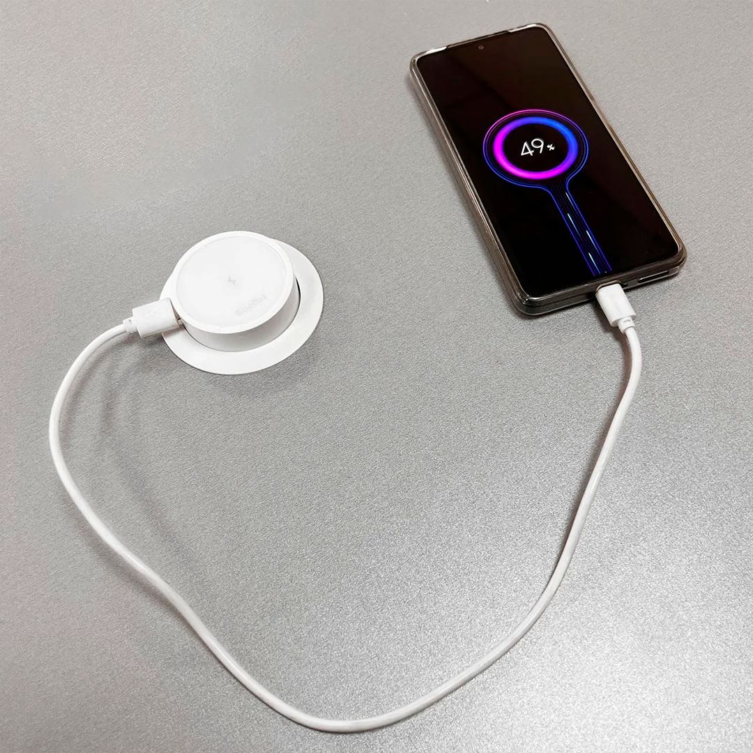 Беспроводная зарядка Shelbi S-WC-2S-W, USB, Type-C для установки в стол, белый / Сетевые фильтры №5