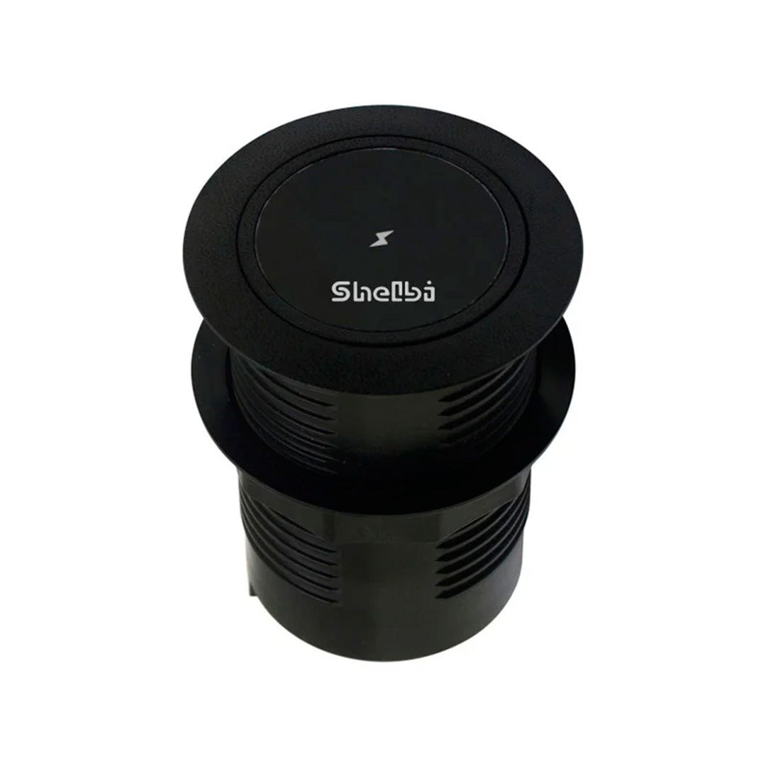 Беспроводная зарядка Shelbi S-WC-2S-B, USB, Type-C для установки в стол, чёрный / Сетевые фильтры №3