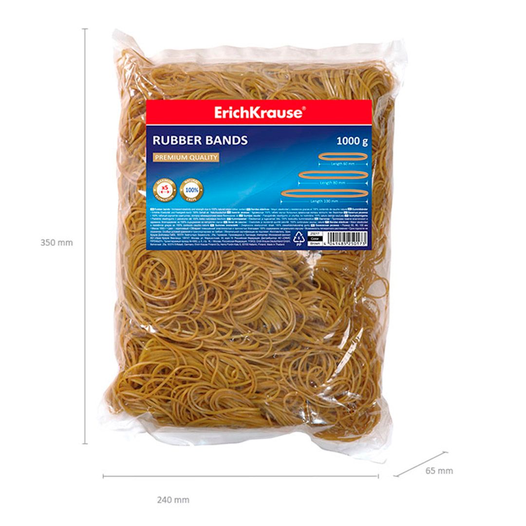 Резинки для денег Erich Krause, 60+80+100 мм, 1 кг., натуральный цвет, однотонный / Резинки для денег №3