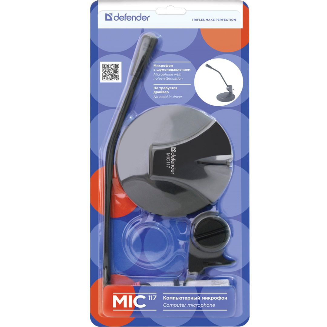 Микрофон настольный Defender MIC-117, 1,8 м, черный / Веб-камеры №5
