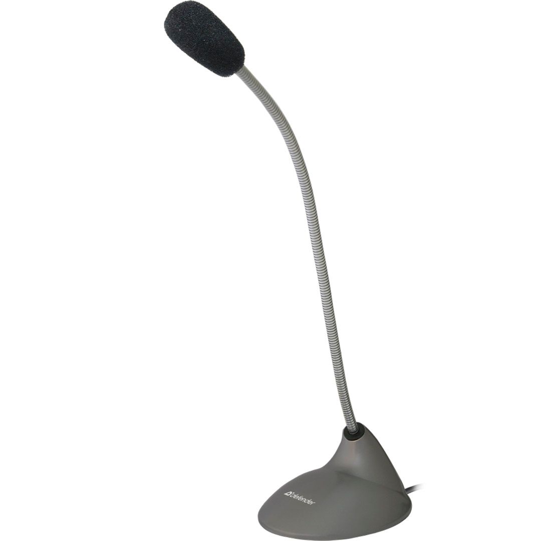 Микрофон настольный Defender MIC-111, 1,5 м, серый / Веб-камеры