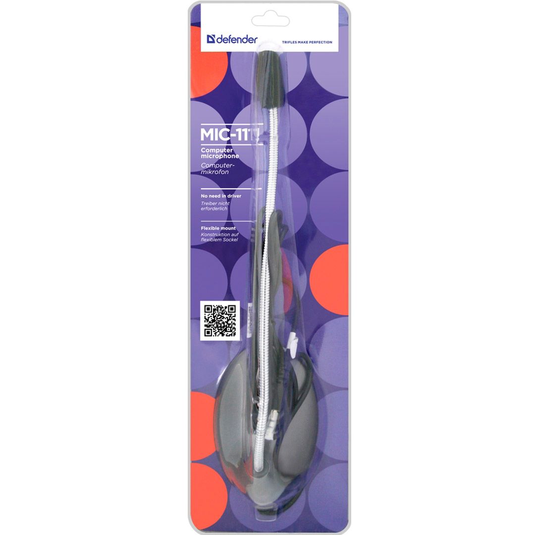 Микрофон настольный Defender MIC-111, 1,5 м, серый / Веб-камеры №4
