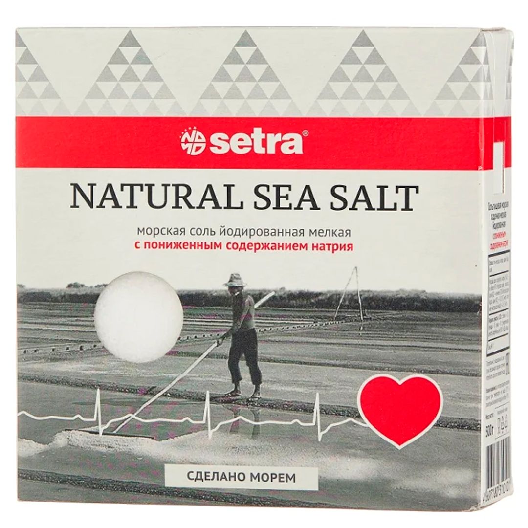 Соль морская пищевая с пониженным содержанием натрия Setra, 500 гр / Соль, специи, пряности