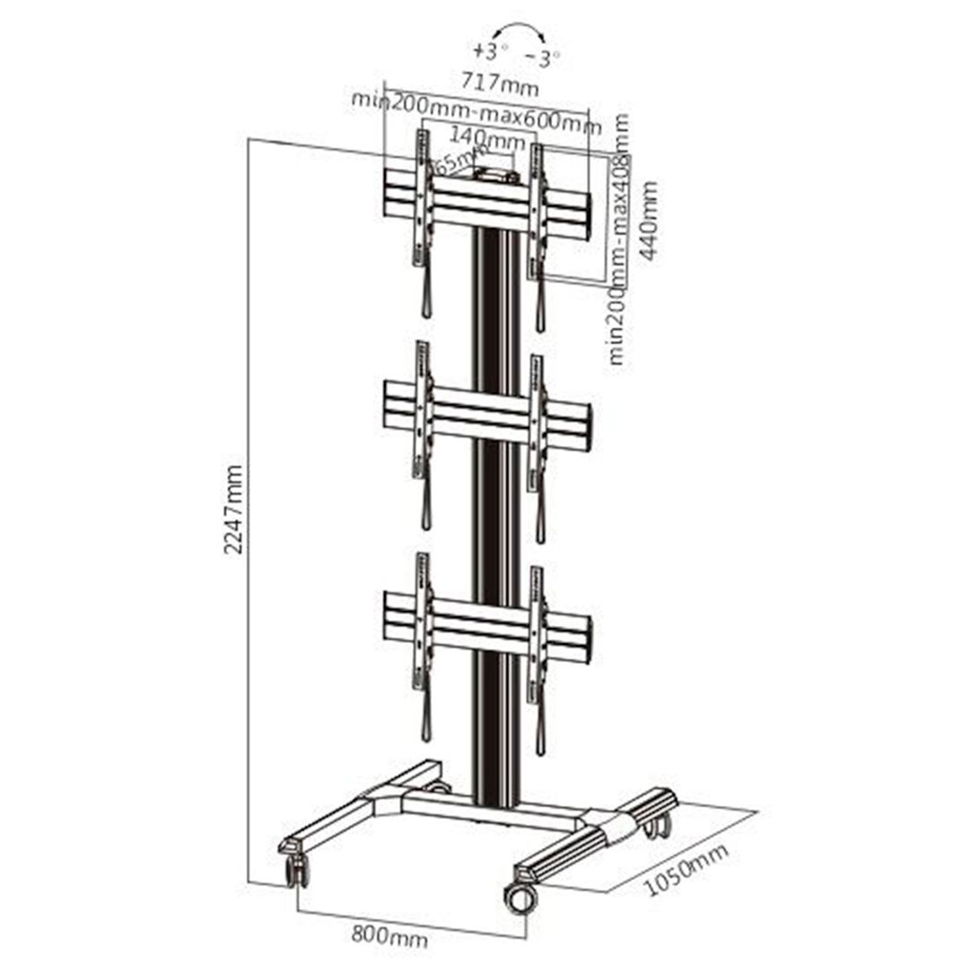 Крепление для видеостен мобильный Brateck LVS01-346FW, диагональ экрана 45"-55" / Кронштейны №2