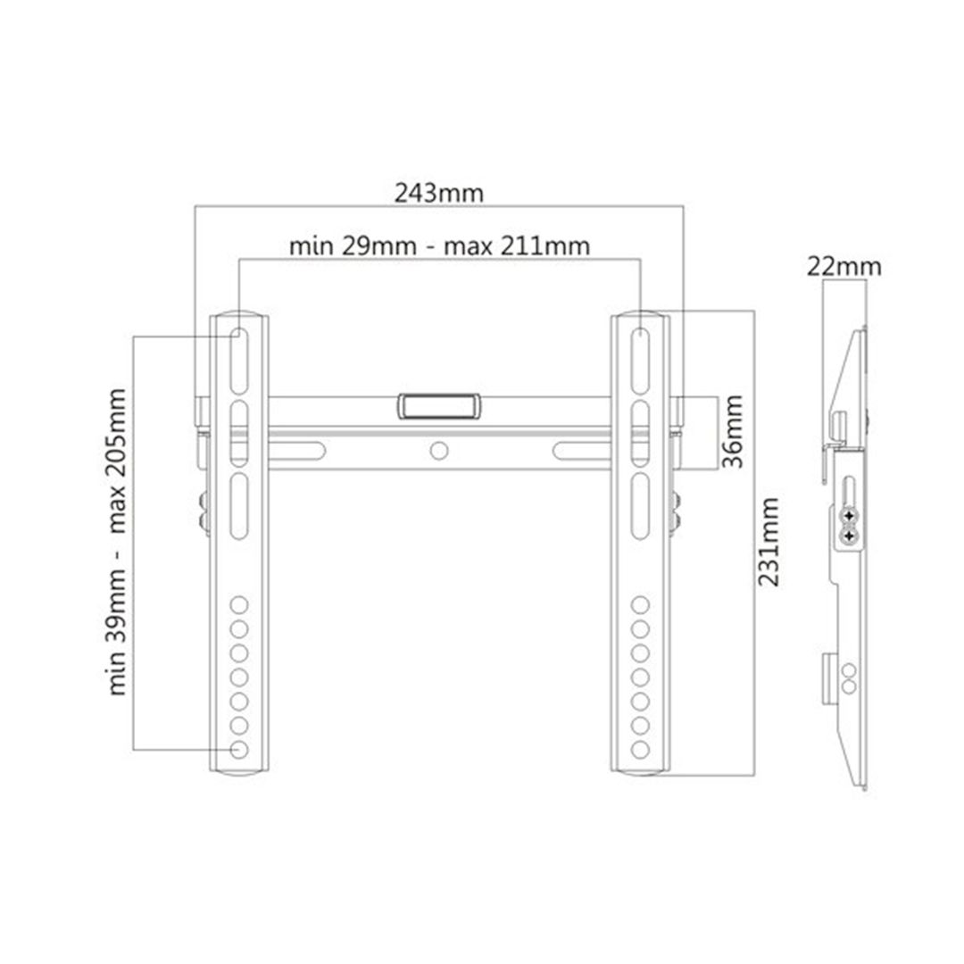 Крепление для ТВ и мониторов на стену Brateck LP43-22, диагональ экрана 23-42"