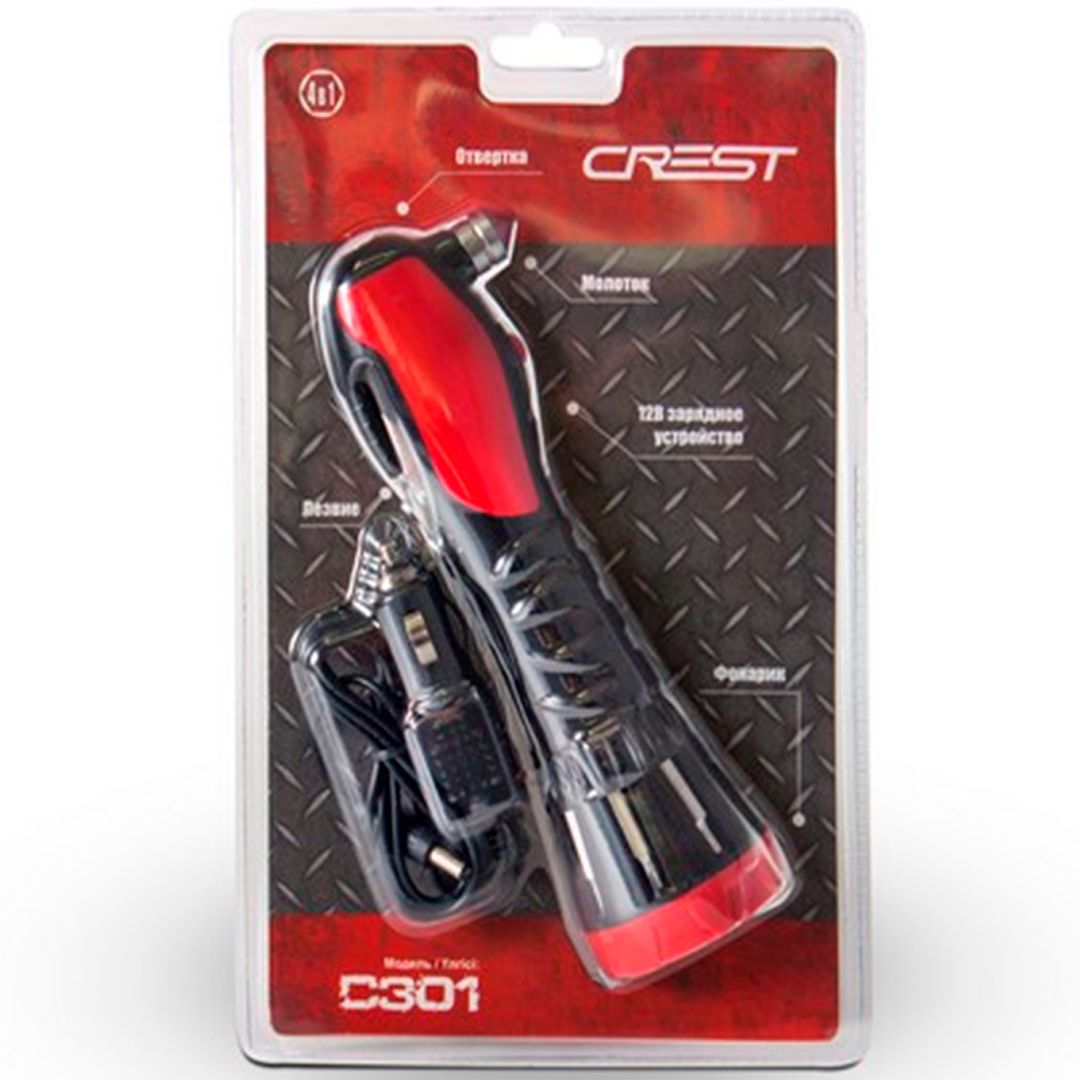 Универсальный фонарик Crest C301, 12V, черно-красный / Измерительный инструмент №3