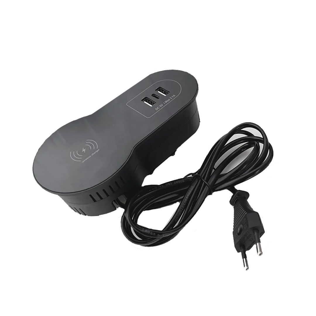 Настольный встраиваемый бокс Shelbi STS-2U1C-B, 2 USB, 1 Type-C, беспр. зарядка, шнур 1,5 м, черный / Сетевые фильтры №2 oe.kz Настольный встраиваемый бокс Shelbi STS-2U1C-B, 2 USB, 1 Type-C, беспр. зарядка, шнур 1,5 м, черный / Сетевые фильтры №2