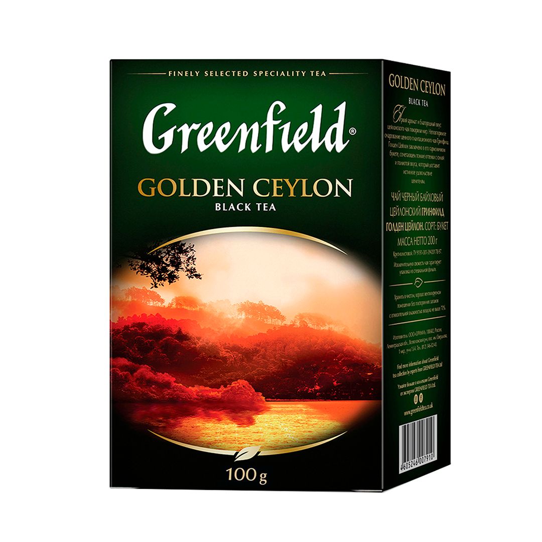 Шай Greenfield Golden Ceylon, қара шай, 100 гр, жапырақты