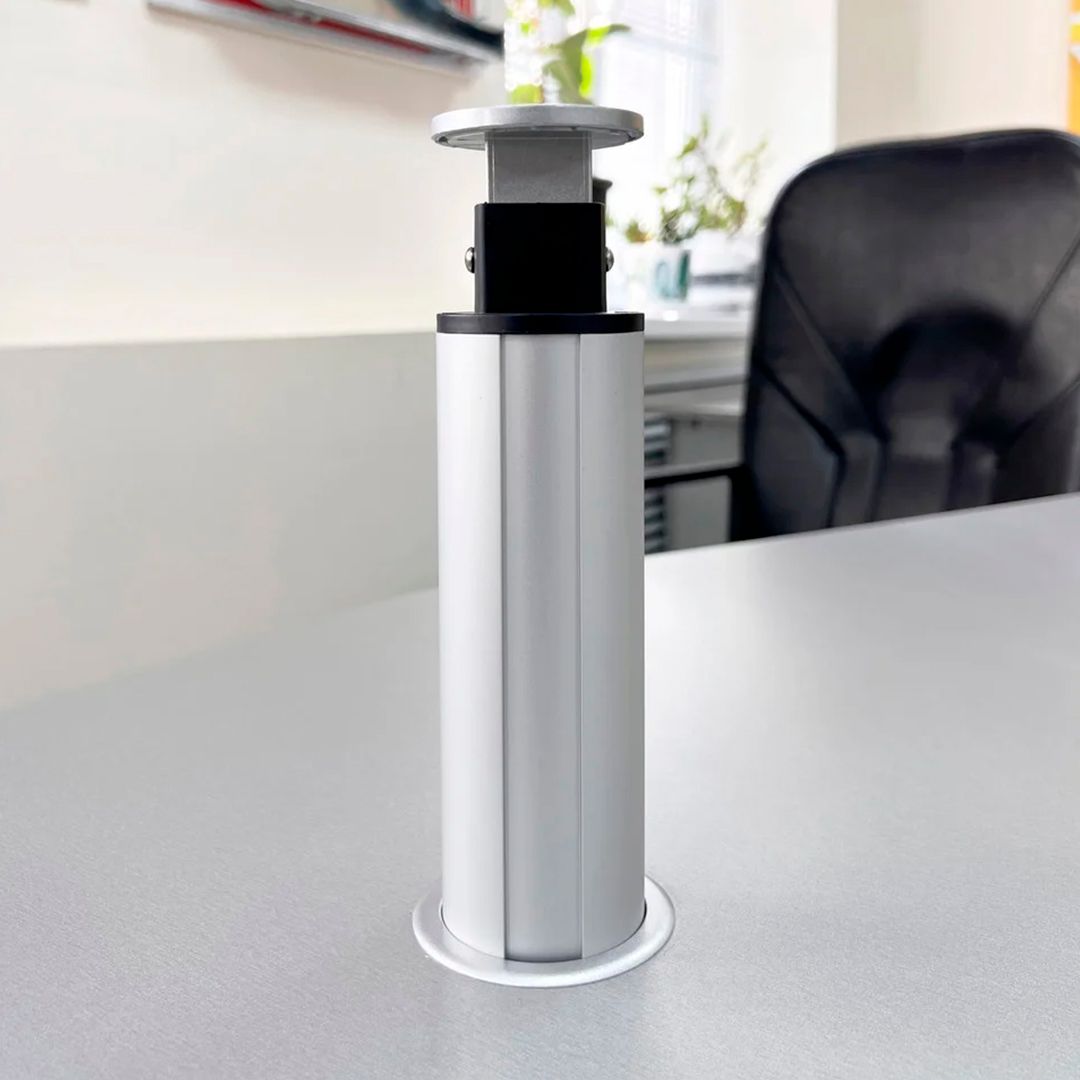 Выдвижной настольный розеточный блок Shelbi STV-2S-1U1C-S, 2 розетки 200B, 1 USB, 1 Type-C, серебро / Сетевые фильтры №5