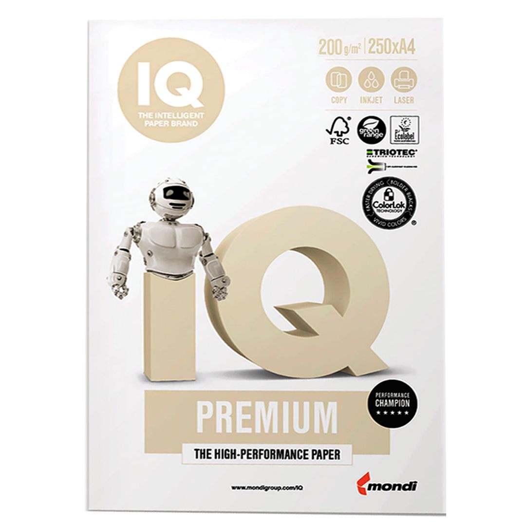 Бумага IQ Premium, А4, 200 гр/м2, 250 листов в пачке / Бумага офисная А4
