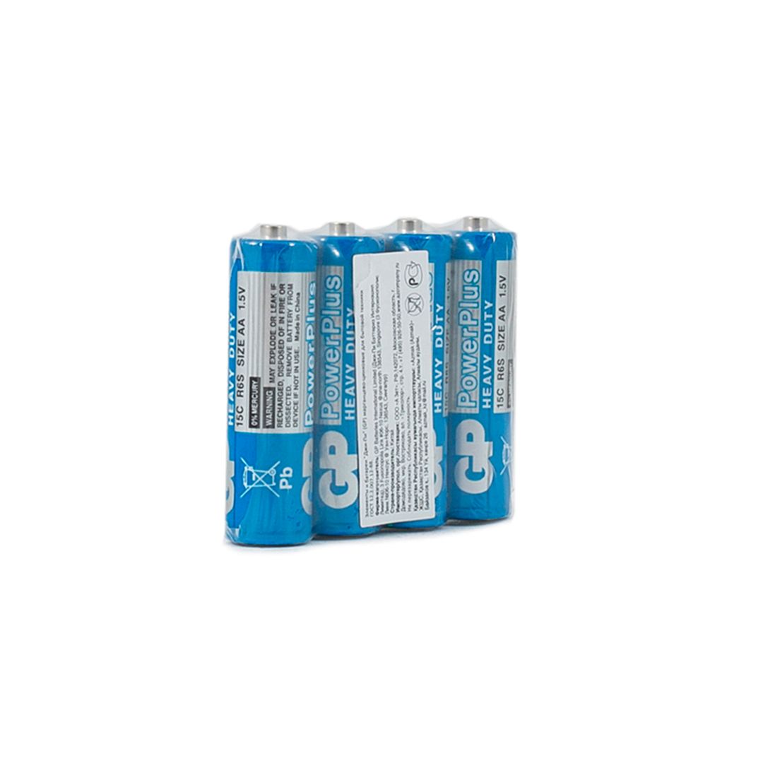 Батарейки GP PowerPlus пальчиковые AA R06 15G, 1.5V, солевые, 4 шт./уп, в пленке / Батарейки №3