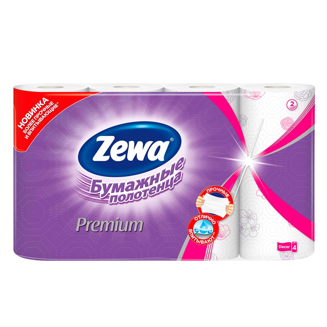 Полотенца бумажные Zewa Premium, 2-х слойные, 4 рулона в упаковке, 13,5 м, белые / Полотенца бытовые oe.kz Полотенца бумажные Zewa Premium, 2-х слойные, 4 рулона в упаковке, 13,5 м, белые / Полотенца бытовые