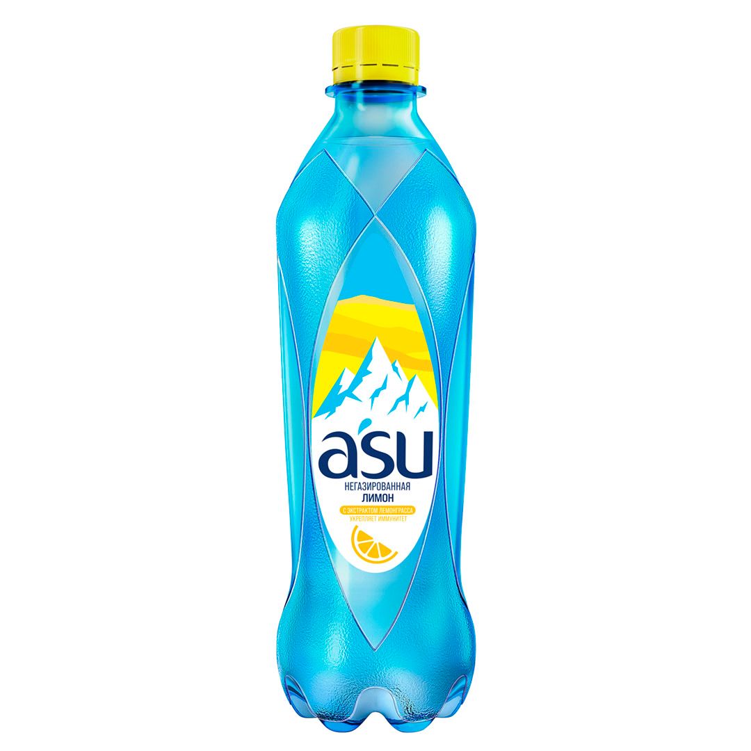Вода негазированная питьевая "ASU" лимон, 0,5 л / Вода питьевая
