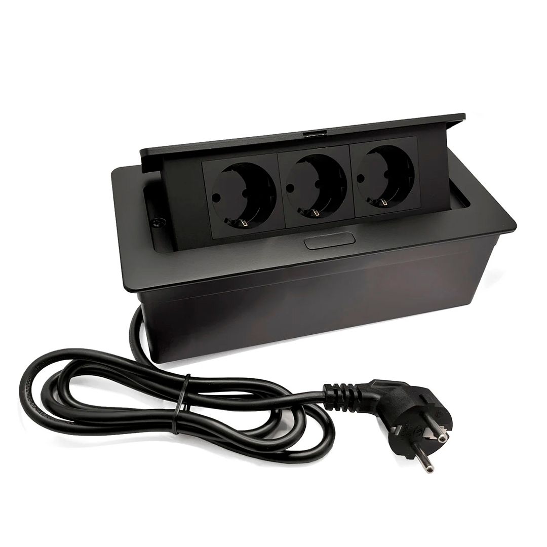 Үстел боксы Shelbi STG-6M-3S-B, 3 розетка 200B, сымы 1,5м, қара / Желілік сүзгілер