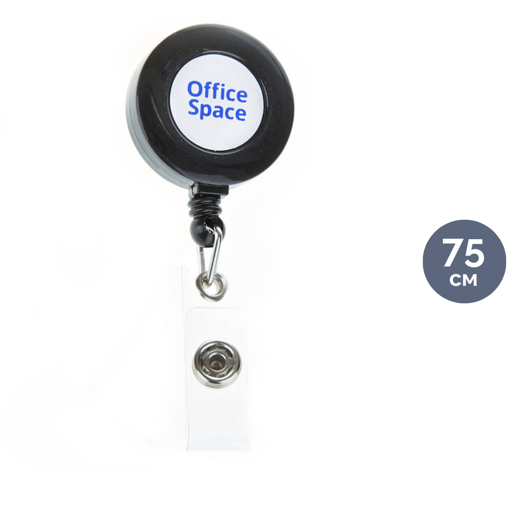 Держатель-рулетка для бейджей OfficeSpace, длина 75 см, петелька, с клипом, черный / Держатели для бейджей