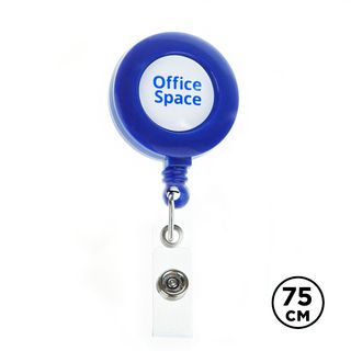 Бейдждерге арналған ұстағыш-рулетка OfficeSpace, ұзындығы 75 см, ілмек, қыспамен, көк / Бейджге арналған ұстағыштар