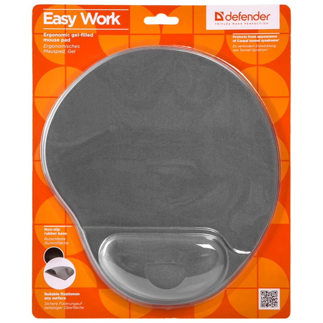 Коврик для мыши Defender EasyWork, серый, гелевая подушка, покрытие тканевое / Коврики для мыши №3