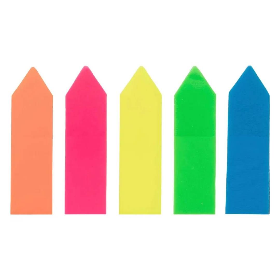 Закладки самоклеящиеся Attache, пластиковые, 44*12 мм, 5 неоновых цветов, 100 листов, стрелки / Закладки самоклеящиеся №2