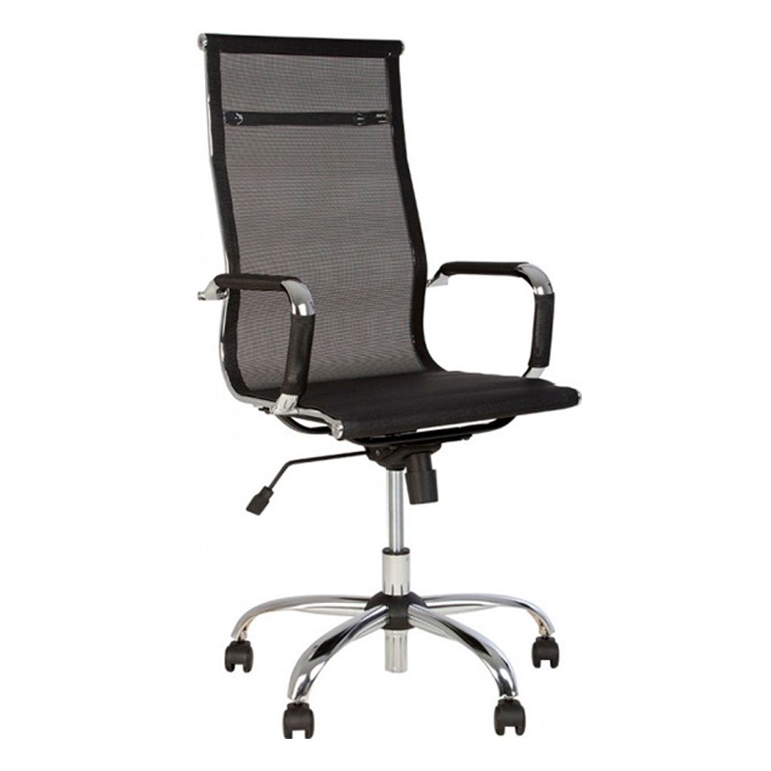 Кресло для руководителей SLIM HB NET TILT CHR68 T-01, сетка, черное / Кресла для руководителей