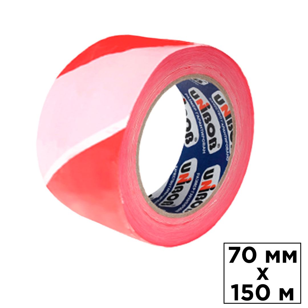 Сигналдық лента Unibob, өлшемі 70 мм*150 м, қызыл-ақ / Монтажды және арнайы таспалар