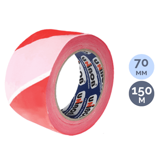 Сигнальная лента Unibob, размер 70 мм*150 м, красно-белая / Монтажные и специальные ленты