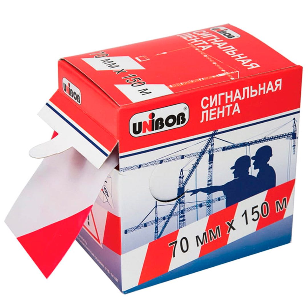 Сигнальная лента Unibob, размер 70 мм*150 м, красно-белая / Монтажные и специальные ленты №2