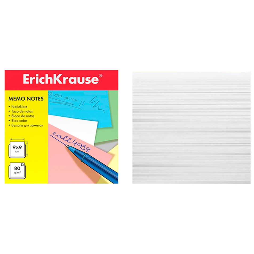 Блок для записей Erich Krause, сменный, размер 90*90*90 мм, белый / Блоки для записей